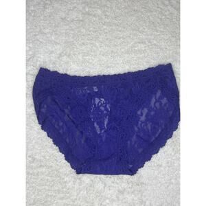 NWT Hanky Panky Purple Lace Bikini Panties S Sheer Floral Lace
